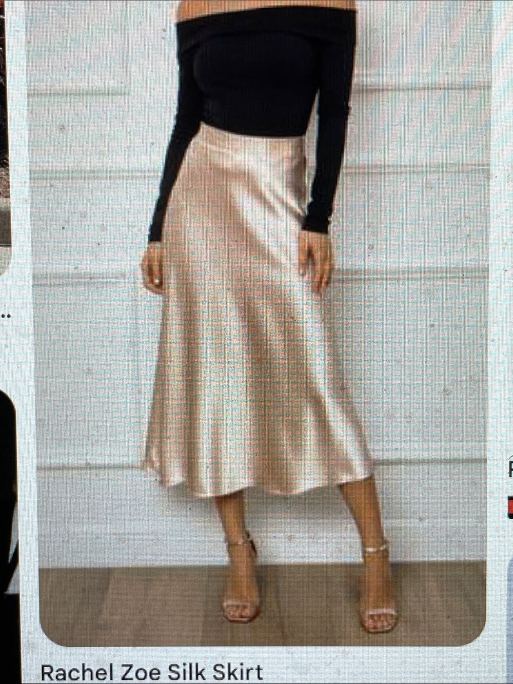 Rachel Zoe Champagne Satin Midi Skirt